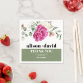 Eukalyptus-Zweig Rosa-Weiße Blume Hochzeit Serviette (Beispiel)