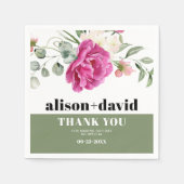 Eukalyptus-Zweig Rosa-Weiße Blume Hochzeit Serviette (Vorderseite)