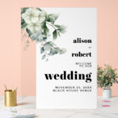 Eukalyptus Zweig, weiße Blume Hochzeit WILLKOMMEN Acrylschild (Hochzeit)