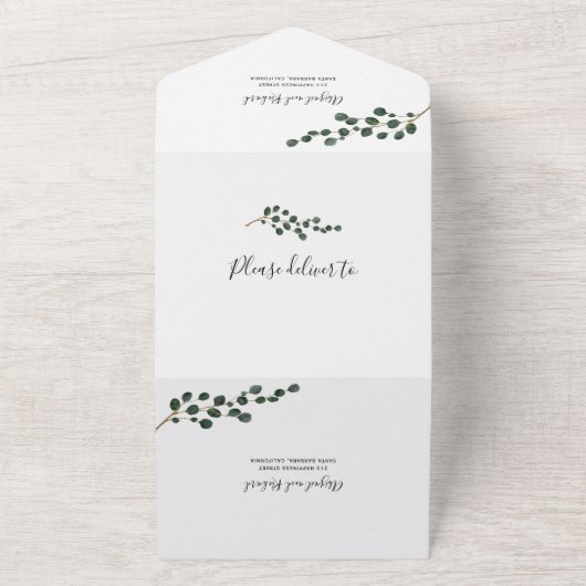 Eukalyptus-Zweig-Winterhochzeit All In One Einladung (Außenbereich)