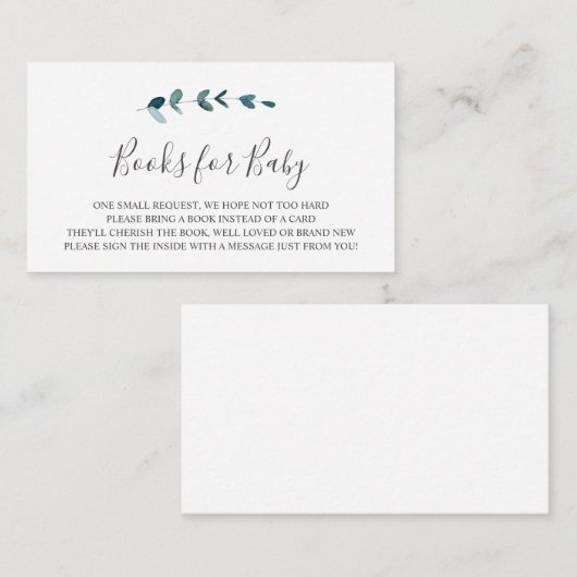 Eukalyptus-Zweigbücher für Babysteckkarte Begleitkarte (Vorne/Hinten)