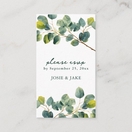 Eukalyptus-Zweigstelle Hochzeit qr-Code-uAwg Begleitkarte (Vorderseite)