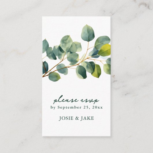 Eukalyptus-Zweigstelle Hochzeit qr-Code-uAwg Begleitkarte (Vorderseite)