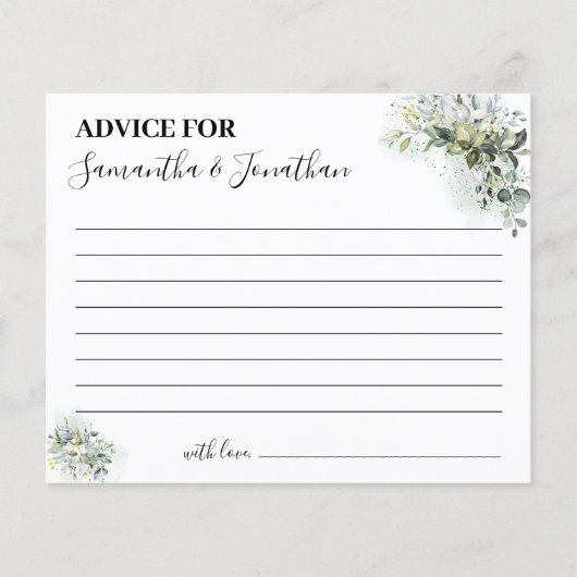 Eukalyptusberatung für eine Karte für ein Brautpar (Vorne)