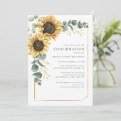 Eukalyptusbestätigung für Blütensonnenblüten Einladung (Stehend Vorderseite)