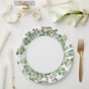 Eukalyptusblatt Gold Glitter Greenery Hochzeit Pappteller