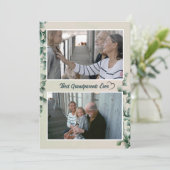 Eukalyptusblatt Großeltern Foto-Urlaubskarte Ankündigung (Stehend Vorderseite)