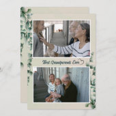 Eukalyptusblatt Großeltern Foto-Urlaubskarte Ankündigung (Vorne/Hinten)