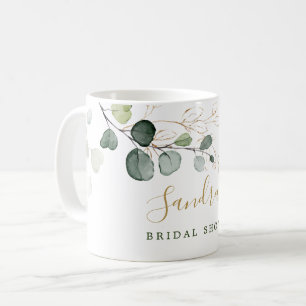Eukalyptusblätter Gold Floral, Ihr Name Kaffee Kaffeetasse