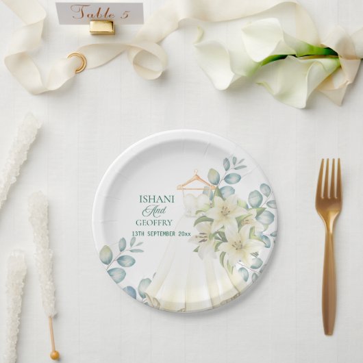 Eukalyptusblätter Grün Hochzeit Willkommensschild Pappteller (Hochzeit)