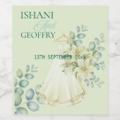 Eukalyptusblätter Grün Hochzeit Willkommensschild Weinetikett (Einzelnes Label)