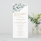 Eukalyptusblätter Grün Hochzeitsprogramme 4x9 Programm (Stehend Vorderseite)