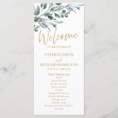 Eukalyptusblätter Grün Hochzeitsprogramme 4x9 Programm (Vorderseite)