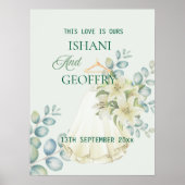 Eukalyptusblätter Grün Hochzeitswillkommensschild Poster (Vorne)