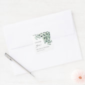 Eukalyptusblätter Hochzeit Danke Quadratischer Aufkleber (Umschlag)