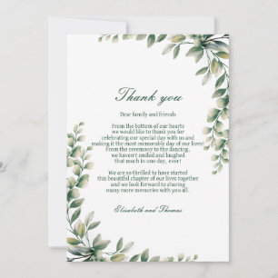 Eukalyptusblätter Hochzeit Danksagungskarte  Dankeskarte