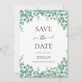 Eukalyptusblätter-Hochzeit Save The Date (Vorderseite)