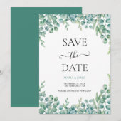 Eukalyptusblätter-Hochzeit Save The Date (Vorne/Hinten)