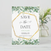 Eukalyptusblätter-Hochzeit Save The Date (Stehend Vorderseite)
