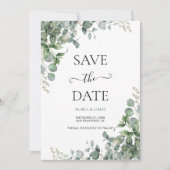 Eukalyptusblätter-Hochzeit Save The Date (Vorderseite)