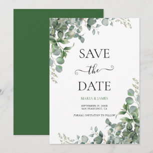 Eukalyptusblätter-Hochzeit Save The Date