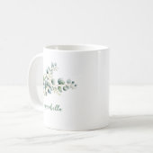 Eukalyptusblätter mit Namensgeschenk Kaffeetasse (Vorderseite Links)