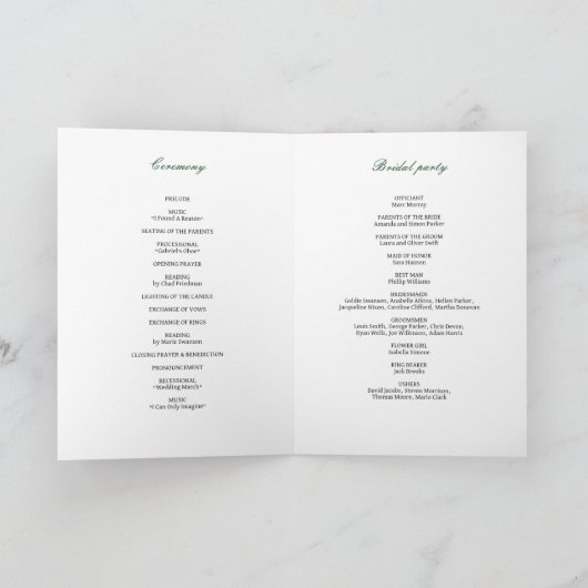 Eukalyptusblätter modernes Hochzeitsprogramm Programm (Innenseite)