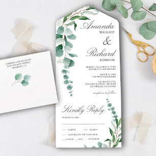 Eukalyptusblätter Zweig Laub Hochzeit All In One Einladung