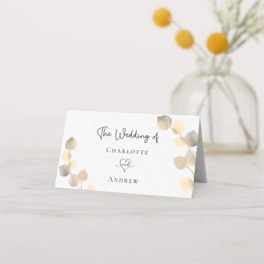 Eukalyptusblättrige Namen Hochzeit Platzkarte (Rückseite)