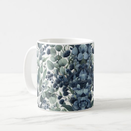 Eukalyptusblüte Blütenblätter Kaffeetasse (Vorderseite Links)