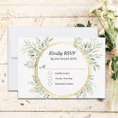 EukalyptusBotanische Gold-Frame-UAWG-Antwortkarte RSVP Karte
