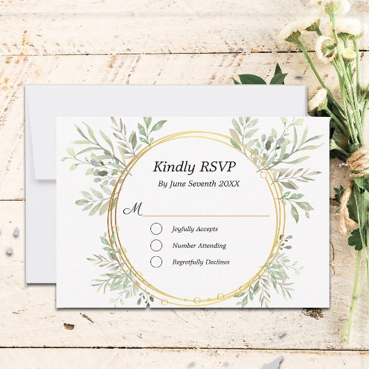 EukalyptusBotanische Gold-Frame-UAWG-Antwortkarte RSVP Karte