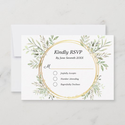 EukalyptusBotanische Gold UAWG Meetingkarte RSVP Karte (Vorderseite)