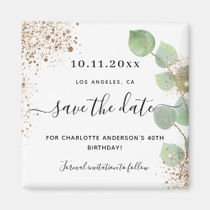 Eukalyptusgold am Geburtstag Save the Date Magnet
