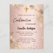 Eukalyptusgold-Glitzer Einladungspostkarte (Vorderseite)