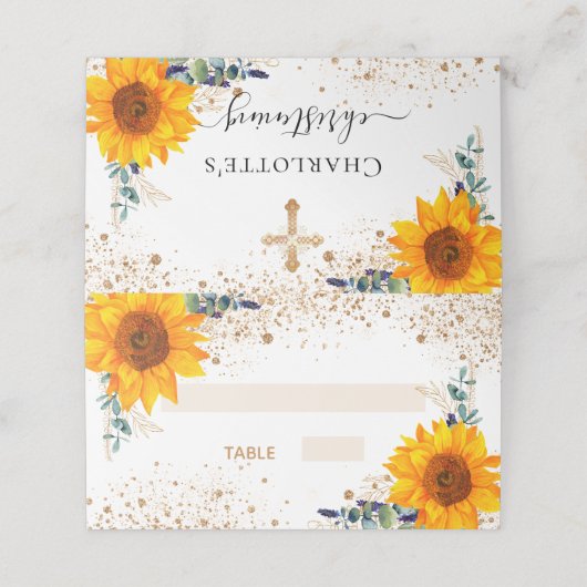 Eukalyptusgold-Glitzer Platzkarte (Außenseite Aufgefaltet)