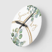 Eukalyptusgold-Glitzer Runde Wanduhr (Winkel)