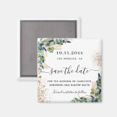 Eukalyptusgold-Glitzer Save the Date Magnet (Vorderseite/Rückseite)