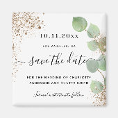 Eukalyptusgold-Glitzer Save the Date Magnet (Vorne)