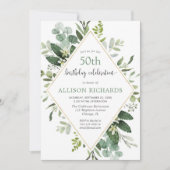 Eukalyptusgold jede Altersgruppe Geburtstag Einladung (Vorderseite)