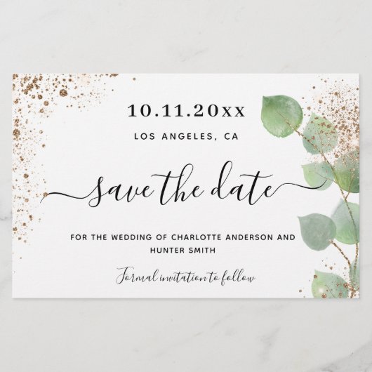 Eukalyptusgold Save the Date (Vorderseite)