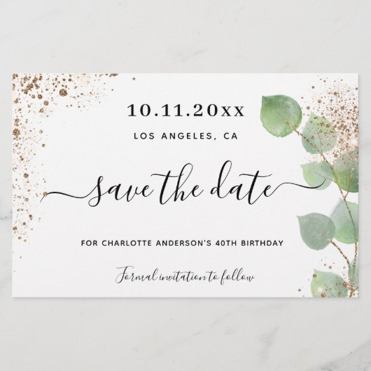 Eukalyptusgold Save the Date (Vorderseite)