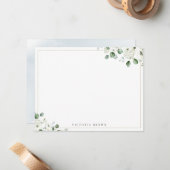 Eukalyptusgrün Blumengestation Personalisiert Stat Mitteilungskarte (Vorderseite/Rückseite Beispiel)