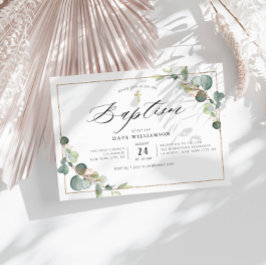 Eukalyptusgrün elegante Rahmen Taufe Einladung