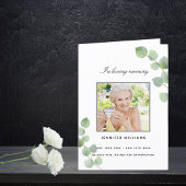 Eukalyptusgrün Foto elegantes Beerdigungsprogramm Dankeskarte