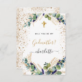 Eukalyptusgrün Goldpatronenvorschlag Einladung (Vorne/Hinten)