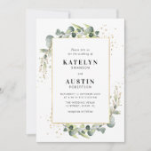 Eukalyptusgrün - Goldrahmen Einladung (Vorderseite)