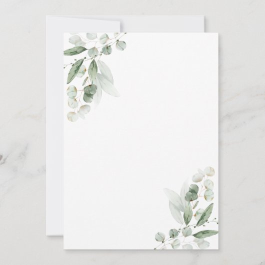 Eukalyptusgrün Goldtaufe Einladung (Rückseite)