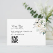 Eukalyptusgrün Hochzeit QR Code RSVP Karte (Stehend Vorderseite)