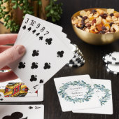 Eukalyptusgrün-Monogramm-Namen Hochzeit Spielkarten (In Situ)